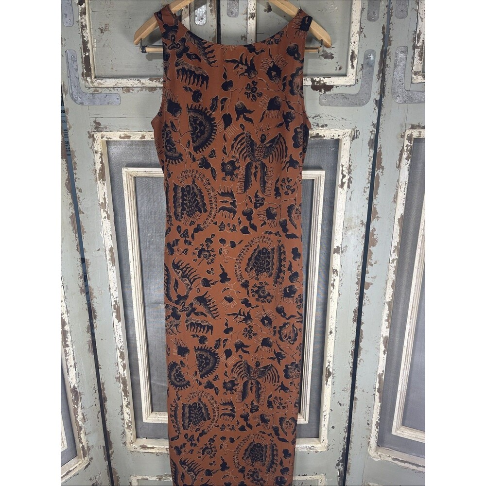 Limited America Vintage Midi Maxi Dress Floral Orange Gray Tan Size 4 - Picture 6 of 9